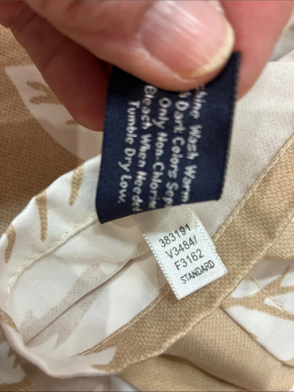Lands' End Tan and White Floral Duvet Cover King